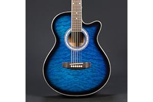 Lindo B-STOCK Standard Sapphire Blue Acoustic Guitar and Accessory Pack Gigbag, Clip-on Tuner, DVD, Strap, Plectrum, Set of Strings | Minor Cosmetic Imperfections