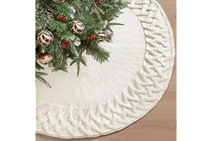 Dremisland Grande Falda de árbol de Navidad 122cm Falda de árbol Tejida de Punto Estera de Falda de Blanco Alfombra de árbol de Navidad Redondas de Punto Cubiertas para Base Alfombra Vacaciones