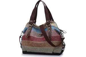 HASAGEI FreeMaster Women's Canvas Multi-Color Hobos Shoulder Bag Tote Handbag (Multi-Color-A)