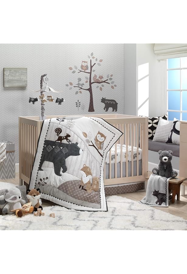 Lambs Ivy Jungle Safari Gray/Tan/White Nursery 6Piece Baby