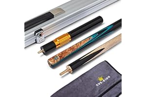 Cue-King Pool Cue Premier 300, Snooker Cue, Handmade 57" 18oz 3/4 Jointed Cue with Case, Premium Telescopic Extension, Aluminium Hard Case, Microfibre Cue Towel, Snooker Cue with Case, Pool Cues