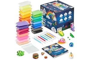 LOYA CRAFTS Air Dry Clay for Kids for Kids, 26 Colors Modelling Clay with 8 Tools, Project Booklet, 26 Poly Bags, Soft Ultra Light Magic Clay, Quick Drying Foam Clay for Children, Art & Craft Kits
