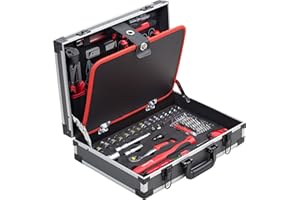 Meister Werkzeugkoffer 121-teilig - Stabiler Alu-Koffer - Werkzeug-Set - Für Haushalt, Garage und Werkstatt / Profi Werkzeugkoffer befüllt / Werkzeugkiste / Werkzeugbox komplett mit Werkzeug / 8971460