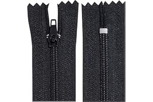 AERZETIX - C63301 - Lot de 10 Fermetures éclair à glissière spirale N°3 non séparable 25 cm en nylon - curseur autobloquant en métal - couleur noir - vêtement couture pantalon mercerie