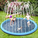 Splash Pad Sprinkler Mat, BOIROS Non-slip Water Sprinkler Pad for Kids & Dogs, 68 Inches Splash Mat Scratch-Proof, Garden Wat