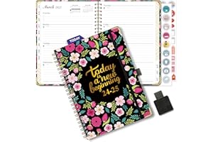NEYSA Diary 2024 2025 Week to View A5 Academic Diary July 2024 - June 2025 (12 Months) Planner with Self-adhesive pen loop, Ruler Bookmark & Stickers
