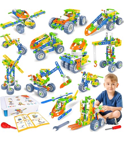 170 Pezzi Giocattoli Da Costruzione STEM Per Bambini 3-9 Anni, Blocchi Colorati Con Ruote, Scatola Portaoggetti, Regalo Educativo