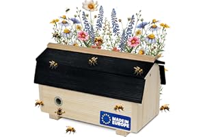 Oramics Hummelhaus aus Holz mit wetterfestem Dach – Hummelhotel 29x14x17cm – Hummelkasten mit schwarzem Dach abnehmbar durch lösen von 2 Schrauben, Hummelkasten für den Garten – Insektenhotel