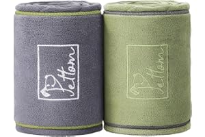 PETTOM Serviettes pour Chien Lot de 2 avec Poches à Main Serviette de Bain en Microfibre Super Absorbant Douce et Lavable Séchage Rapide pour Petits et Grands Chiens, Gris et Vert 90x50 cm