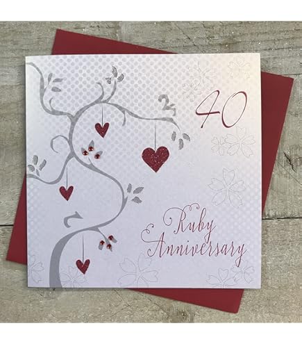Woodmansterne 40th Anniversary Card - Happy Ruby Anniversary Card 40 Years With Floral Roses Design And Foil Embellished Details - For A Special