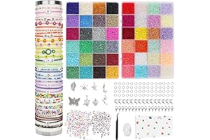 PAMEIL 35000 Stück Perlen für Armbänder, Schmuck Selber Machen Set mit Glasperlen, Perlenset zum Auffädeln für Kinder, Feiertage und Geburtstage, DIY-Schmuckarmbänder