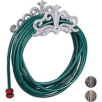 Relaxdays Schlauchhalter Wand, antik, Garten & Laube, Schlauch Wandhalterung, Gusseisen, HxBxT: 15 x 36 x 15 cm, weiß