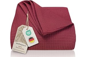 LAYNENBURG Manta para Sofá Verano 240 x 260 cm XXL - Waffle Pique 100% Algodón - cocha Ligera de Verano - Manta de algodón como Manta de Cama, de sofá - Manta de sofá aireada (Burdeos)