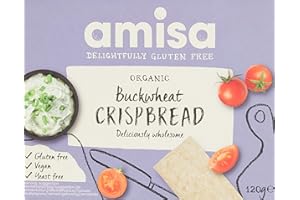 AMISA Organic Gluten-Free Buckwheat Crispbread, 120g - Low Carb, Yeast-Free, GMO-Free & Vegan-Friendly - The Perfect Healthy Snack