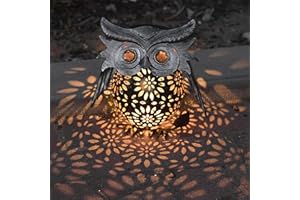 GloBrite Solar Outdoor Garden Hanging Owl Lantern - Vintage Metal Waterproof LED Lamp, Christmas Decoration Lights for Yard Lawn Patio Porch Courtyard Pathway