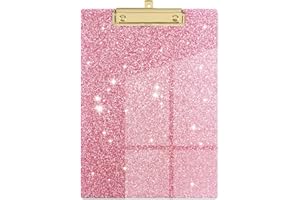 Piasoenc Porte-blocs en acrylique, Porte-blocs à paillettes, Porte-blocs format lettre standard, Format A4 12.5" x 9", Porte-blocs à confettis pour femmes, Gold Fournitures de bureau et accessoires