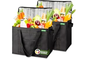 COTTARA Torba chłodząca klasy premium, składana, 2 sztuki – duża torba na zakupy ze wzmocnionym składanym dnem – idealna jako torba izolacyjna, koszyk na zakupy, torba piknikowa