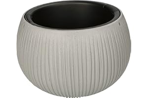 KOTARBAU® Macetero Redondo con Maceta Interior, 24x16 cm, Efecto hormigón, Macetero Gris de plástico, Macetero con Inserto extraíble, Tiesto Decorativo, Macetero para Interiores y Exteriores, Moderno