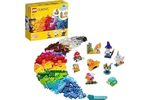 LEGO Classic Ladrillos Creativos Transparentes, Juego de Construcción para Hacer Figuras de Animales de Juguete o Vehículos, Regalo para Niños y Niñas de 4 Años o Más 11013