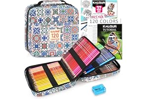 KALOUR PDAS Juego de 126 lápices de colores, 120 lápices de colores para adultos, principiantes, colorear, núcleo suave premium, bolsa con cremallera de calidad, libro para colorear