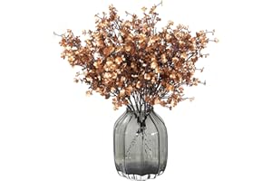 JAKY-Global Babys Breath Silk Artificial Flowers 6 Bundle Fake Plants Fall Stems Decorations for Home Decor Bouquets DIY Garden (Dark Brown White 6pcs)