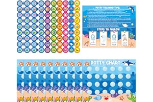 GROBRO7 15Pcs Ocean Animal Potty Training Chart, Sea Animals Toilet Training Reward Charts with Stickers, Sharks Starfish Crabs Sea Turtles Behaviour Reward Chart for Toddlers Preschoolers Boys Girls