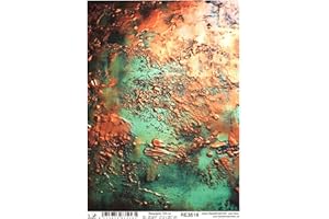 Josys Bastelmärchen Reispapier A4 Strohseide Decoupage Hintergrund Muster Rost Patina Kupfer RE3516