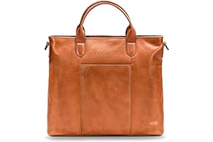 FARMHOOD Memphis Damen/Herren Leder Handtasche | Henkeltasche mit Laptopfach und abnehm-& längenverstellbarem Riemen | 37 cm große Tragetasche mit Hauptfach, Steckfächer & Reißverschluss