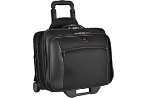 Wenger 600661 POTOMAC Valise à roulettes pour ordinateur portable 17" (43 cm) avec poche supplémentaire amovible pour ordinateur portable 15.4'' (39 cm), compartiments rembourrés, noir {23 litres}