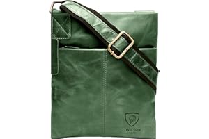 J. Wilson London 100% Pure Genuine Real Vintage Crunch Leather Handmade Mens Leather Everyday Crossover Shoulder Work Messenger Bag