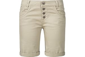 Sublevel Damen Denim Bermuda Chino Stretch Shorts mit Aufschlag Bequeme Kurze Hose im Used Look