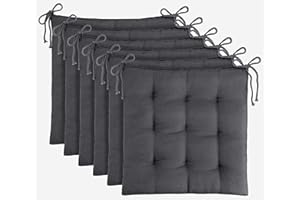 Brandsseller Cojín de Silla Aprox. 40 x 40 cm Cojín de Asiento con Correas de Sujeción para Interior Exterior como Juego de 6 - Gris Oscuro