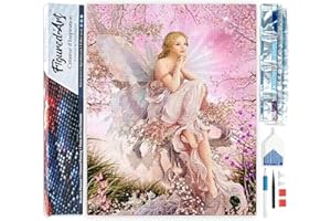 Figured'Art Diamond Painting Kit completo - Cuadro 40x50cm de Pintura de Diamante - Lienzo entero enrollado con diamantes de imitación cuadrados - Hada bonita - 5D DIY Manualidades Creativas Adultos
