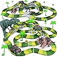Tailmei Dinosaur Race Track Car Toy, 252 Pcs Create A Dinosaur World Road Race Tracks, with 2pcs Dinosaur Car,Flexible Track Playset, Birthday Party Gift for 3 4 5 6 Boys Girls Year Old