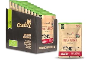 Cherky ECO Beef Jerky BIO Original, 10 x 30g - Fina cecina BIO de ternera española BIO alimentada con pasto, ceto, sin aditivos, sin ingeniería genética, certificado BIO