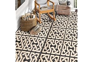 SAND MINE Reversible Mats, Plastic Straw Rug, Modern Area Rug, Large Floor Mat and Rug for Outdoors, RV, Patio, Backyard, Deck, Picnic, Beach, Camping, Trailer, Black & Cream, 9' x 12'