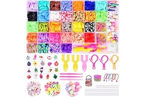 SIUHEN Elastici per Braccialetti 3000+ Kit Braccialetti Fai da Te Bambina 32 Colori con Gancetti Kit per Fare Braccialetti Elastic Color Telaio Colorati Bustine Accessori Gancini Crea Rainbow Loom Bands