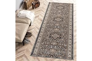 CARPETO RUGS Mazovia Alfombra de Pasillo Larga - Design Oriental Moderno Pelo Corto - Alfombras de Pasillo por Metros - Alfombras para Pasillos Largos - Moqueta por Metros - Gris - 70x180 cm