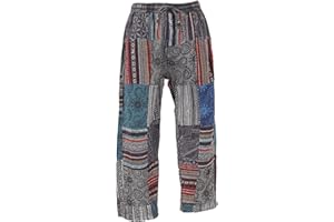 GURU SHOP Patchwork spodnie do jogi, spodnie Goa, luźne spodnie, męskie, bawełna, spodnie alternatywna odzież
