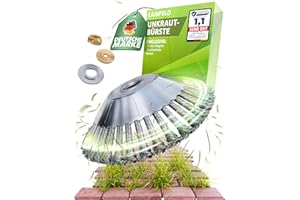 LAINFELD Unkrautbürste für Freischneider & Motorsense | Universelle Passform inkl. Adapter | Unkraut Fugenbürste mit Zubehör | Wildkrautbürste, Silber, Benzinbetrieben