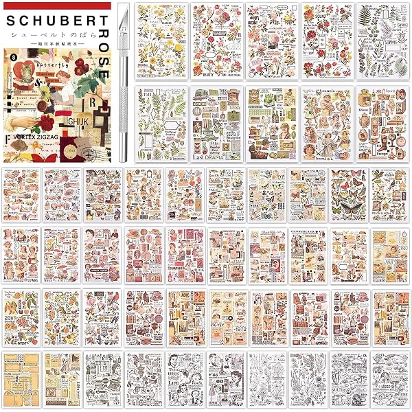 Mädchen Frühling Sticker Set – 2 Bögen Mit Floralen Motiven – Für Journal, Planer & Co. – Handmade