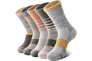 MOSEY KOSY Calcetines de Senderismo para Mujer con Lana Merino Térmicos y Transpirables para Trekking y Trabajo Exterior 5 Pares