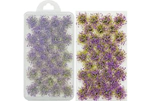 Woohome 32 Pz Modelo Árbol Césped, Morado Mechones de Hierba Wasteland Tuft Mechones de Hierba para Tren Paisaje Ferroviario, Modelo de Racimo de Hierba Estática Clúster de Hierba