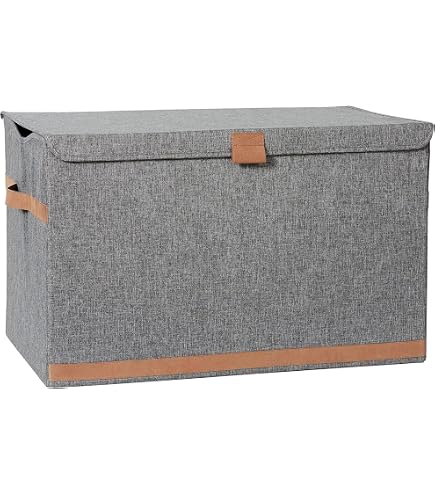 Panier à Linge Carré En Osier Blanc Avec Housse Bleu Marine - 32x24x48 Cm, Housse Lavable