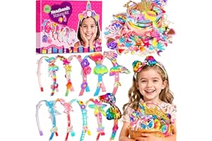 Pourbibi Geschenk Mädchen 3 4 5 6 7 8 jahre,Multithema Haarreifen Haarschmuck,Einhorn Geschenke für Mädchen,10 Teile Bastelset Kinder 4 Jahre,Kindergeburtstag Basteln Halloween Christmas