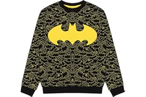 Popgear DC Comics Batman Logo Jungen Crewneck Sweatshirt. Schwarz Sudadera con Cuello Redondo para Niños