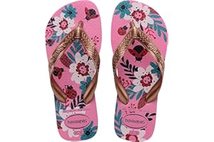 Havaianas - Kids Flores, Tongs, Confortables, Durables et Amusantes, Semelle avec Motif Floral, Lanières Métallisées et Semelle Antidérapante, Filles