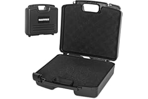 BQKOZFIN Portable Hard Case 31 x 25 x 9.6CM with Customizable Diced Foam Protects for Equiment, Electronics, Tools, Microphone, Recorder and More (Black)