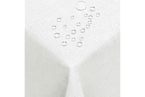 ‎DECOHOMETEXTIL DecoHomeTextil Leinen Optik Tischdecke, Rechteckig 130 x 260 cm Weiß, wasserabweisend, fleckenabweisend, abwaschbar, Lotuseffekt, bügelfrei