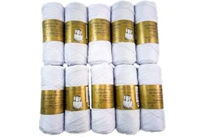 MORILLAS ▷ Pack de Zepelines de Algodón perlé 100% egipcio mercerizado para DIY y tejer a mano labores de ganchillo o punto con un acabado elegante. (10 unidades Perlé N5, Blanco)